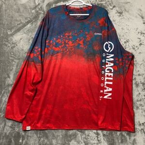 Magellan Outdoors Men Shirt Size 3XL Ombre Fishing Long Sleeve Crewneck